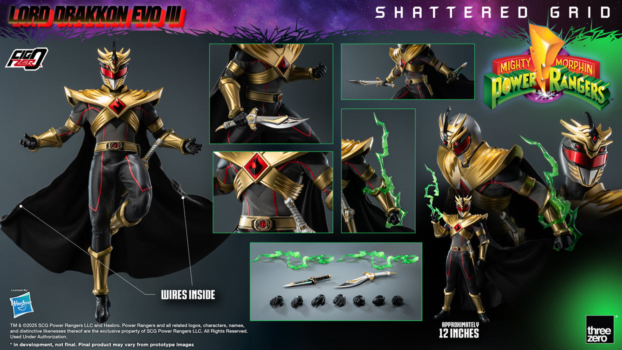 Threezero Figzero: Mighty Morphin Power Rangers Shattered Grid - Lord Drakkon Evo III Escala 1/6