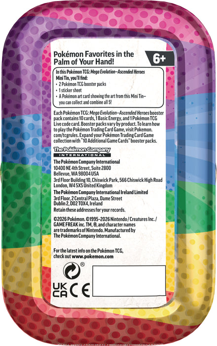 PokemonTCG: Mega Evolution Ascended Heroes - Mini Tin en Ingles