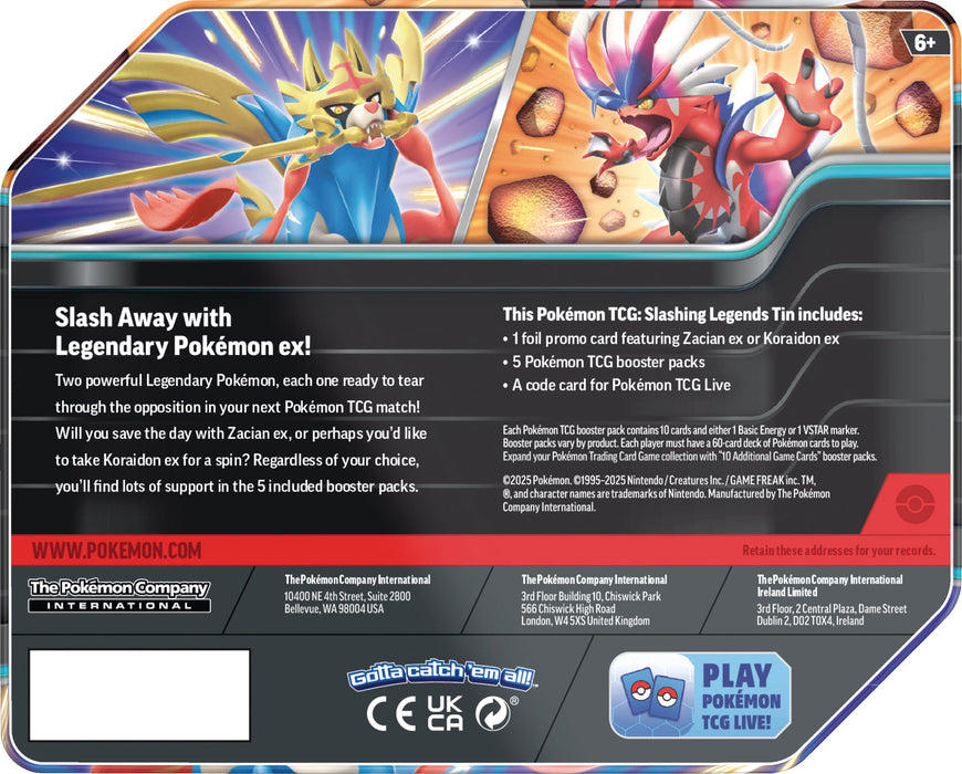 Pokemon TCG: Lata Leyendas Afiladas Koraidon o Zacian En Español