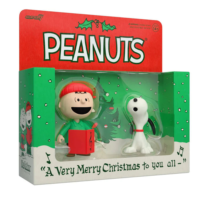 Super7 Reaction: Peanuts Charlie Brown - Charlie Brown Y Snoopy Villancicos 2 Pack