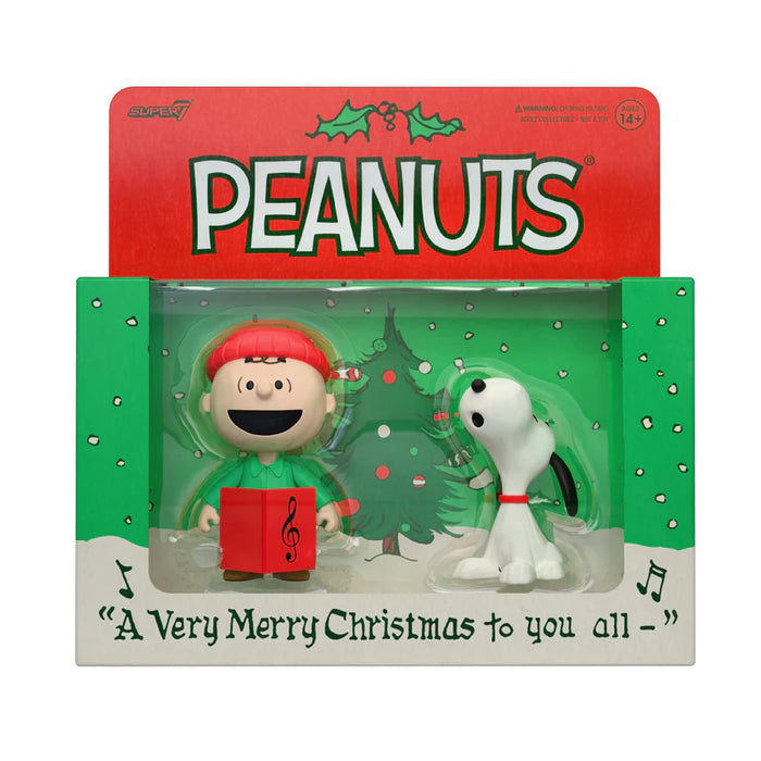 Super7 Reaction: Peanuts Charlie Brown - Charlie Brown Y Snoopy Villancicos 2 Pack