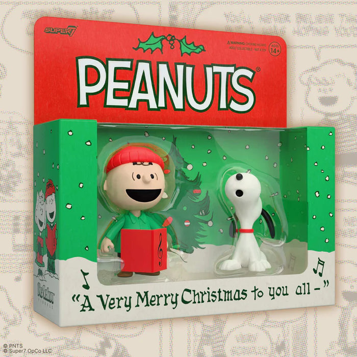 Super7 Reaction: Peanuts Charlie Brown - Charlie Brown Y Snoopy Villancicos 2 Pack