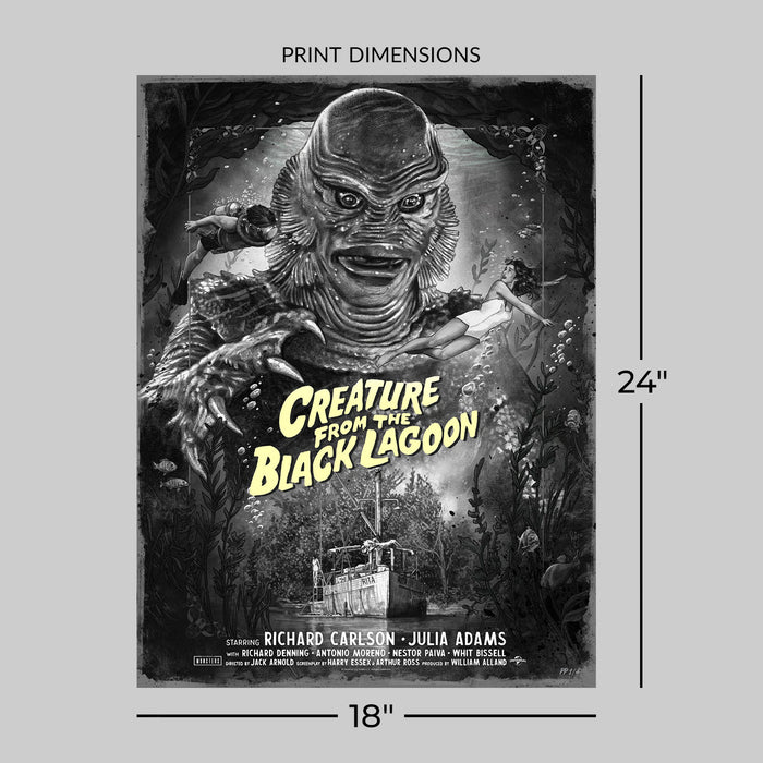 Sideshow Art Print Movie Poster: Universal Monsters - La Criatura de la Laguna Negra Litografia