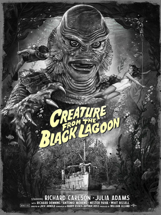 Sideshow Art Print Movie Poster: Universal Monsters - La Criatura de la Laguna Negra Litografia