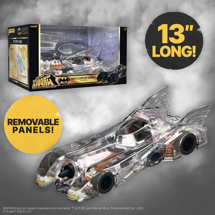 Super7 Super Cyborg: DC Batman de 1989 - Batmovil Clear 13 Pulgadas